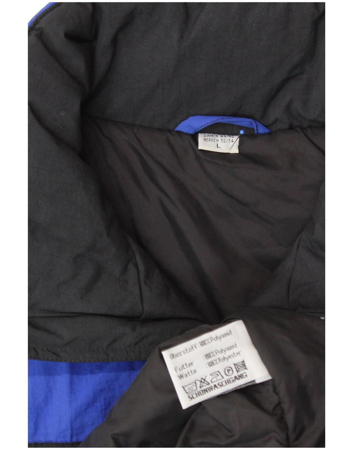 Jaqueta de esqui masculina VINTAGE com capuz UK 40 grande poliamida azul
