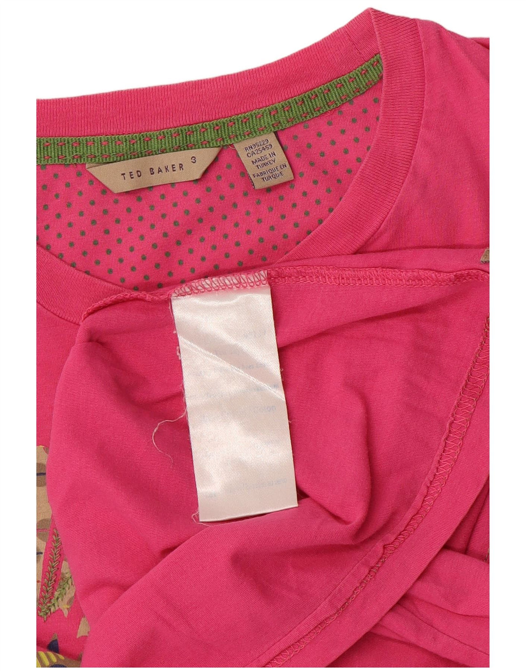 Camiseta feminina gráfica Ted Baker tamanho superior 3 algodão floral rosa médio