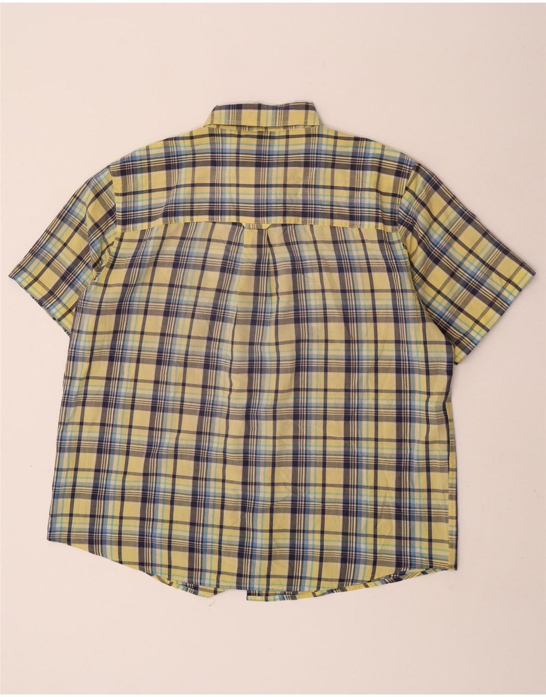 Camisa masculina de manga curta Chaps XL amarelo xadrez algodão