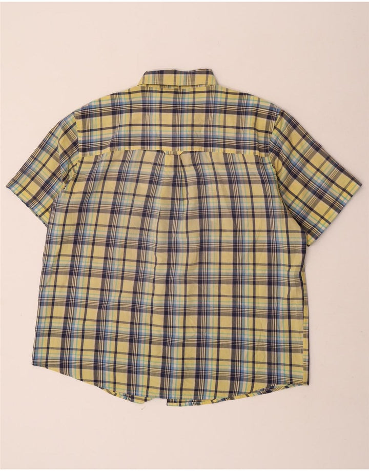 Camisa masculina de manga curta Chaps XL amarelo xadrez algodão