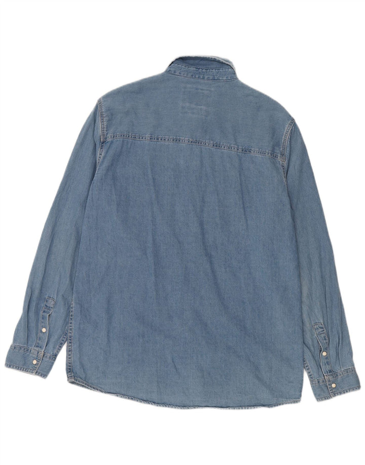 Camisa jeans masculina Zara grande algodão azul
