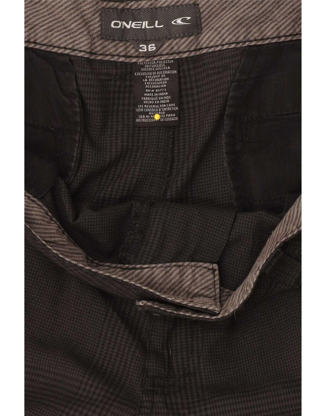 O'Neill Mens Chino Shorts W36 Grande Poliéster Xadrez Preto