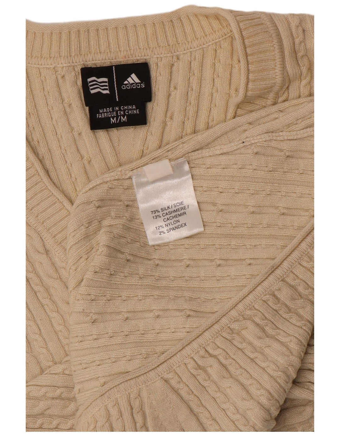 ADIDAS Suéter feminino com decote em V UK 12 Medium Beige Silk