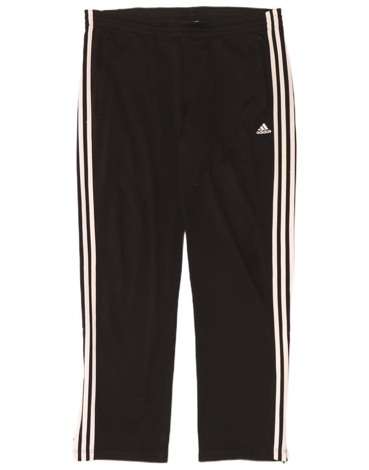Calças de treino masculinas Adidas UK 40/42 poliéster preto médio