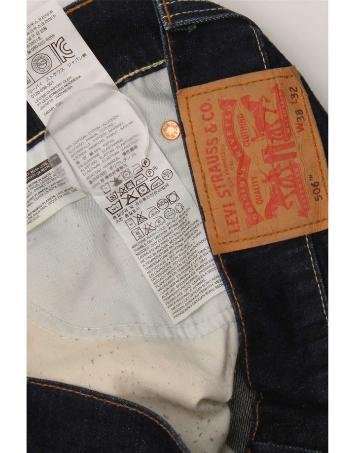 Levi's Masculino 506 Straight Jeans W38 L32 Azul Marinho Algodão