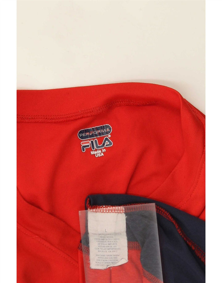 Fila Mens Top Manga Longa Grande Poliéster Colorblock Vermelho