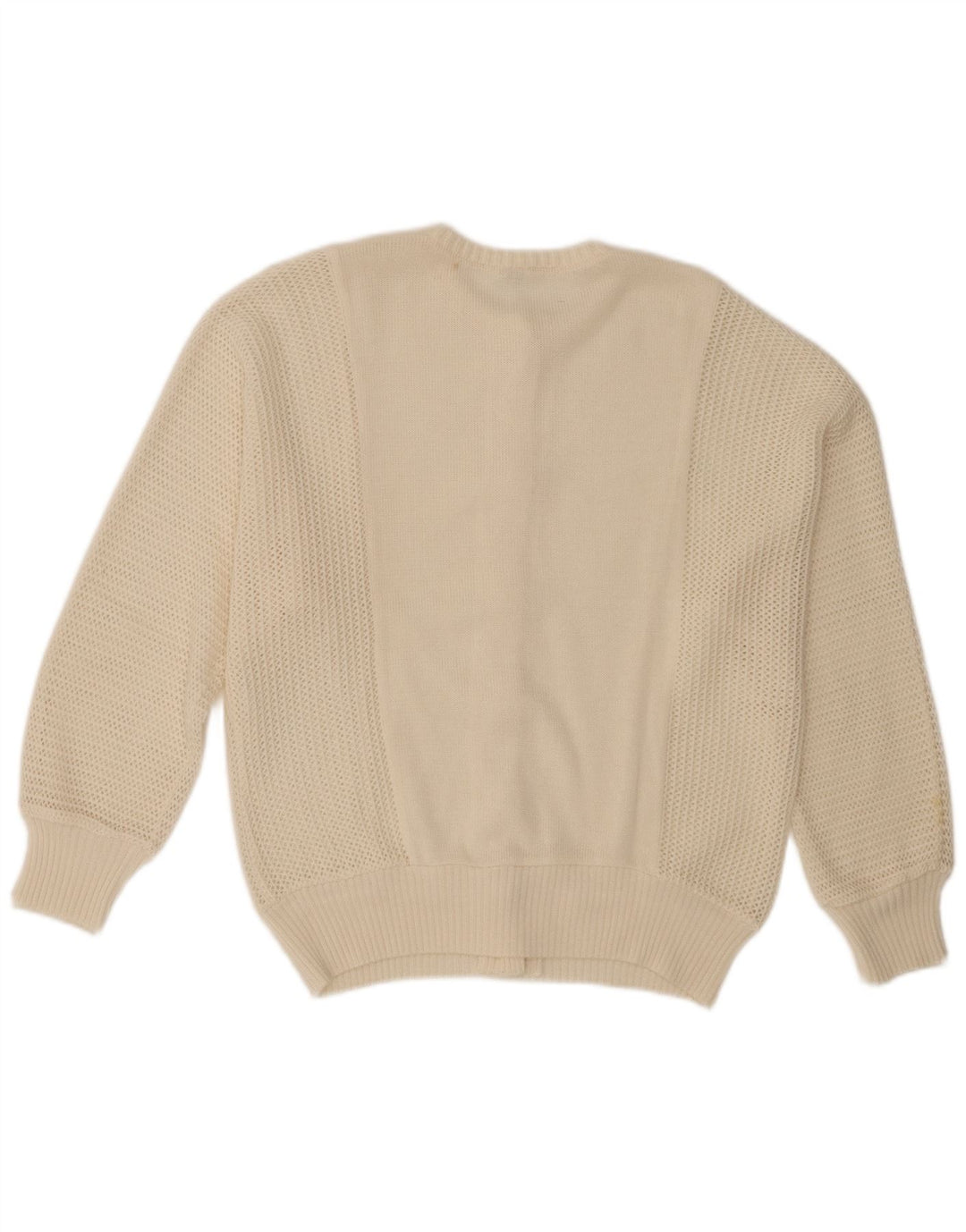 Suéter cardigã feminino vintage IT 46 grande poliacrílico branco