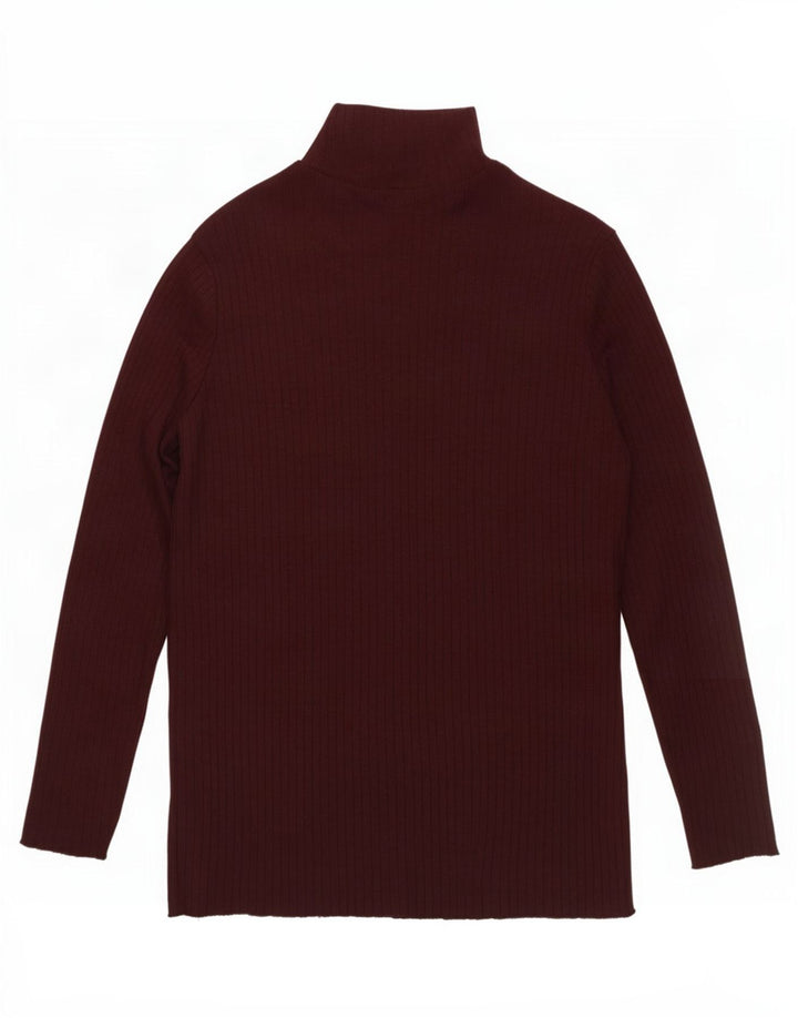 Top feminino Zara manga comprida UK 16 grande poliéster marrom