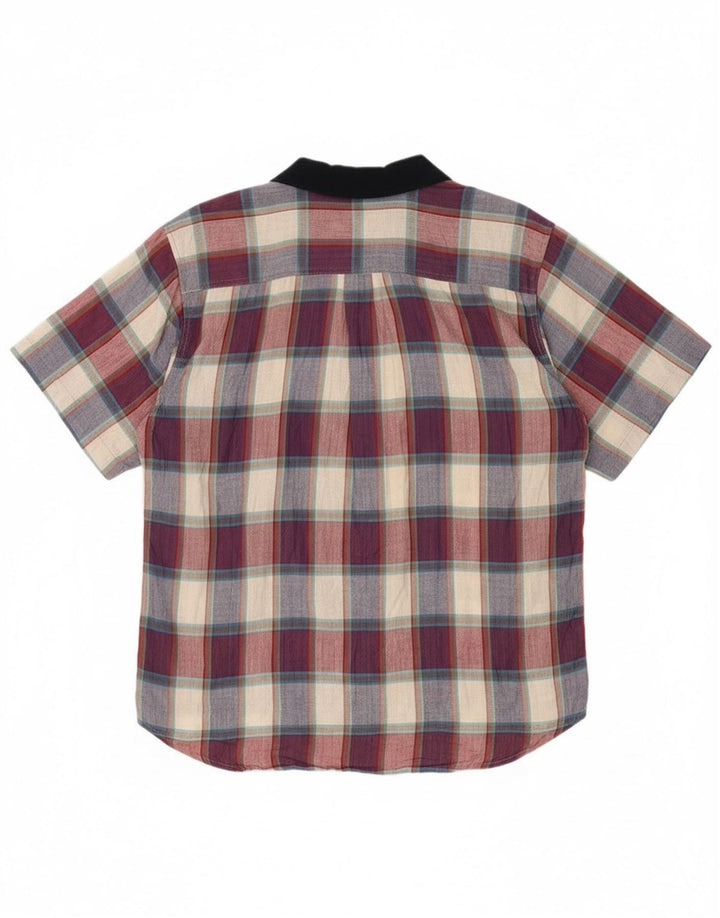 Camisa masculina vintage de manga curta grande algodão xadrez multicolorido