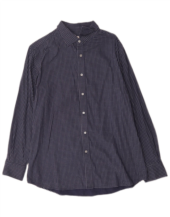 Camisa masculina Massimo Dutti XL algodão geométrico azul