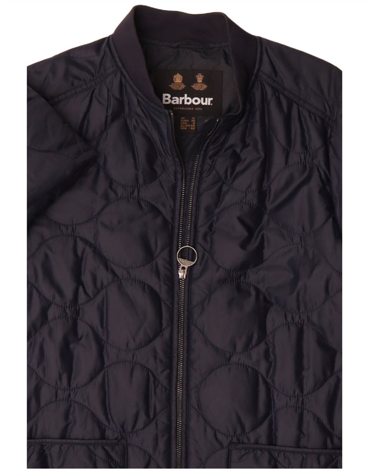 Casaco acolchoado grande feminino Barbour Reino Unido 12 azul marinho médio