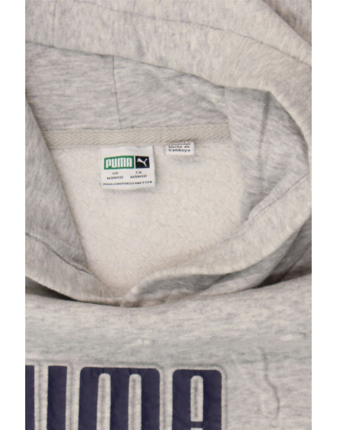 PUMA Boys Graphic Hoodie Jumper 10-11 Years Medium Grey Vintage Puma and Second-Hand Puma from Messina Hembry 