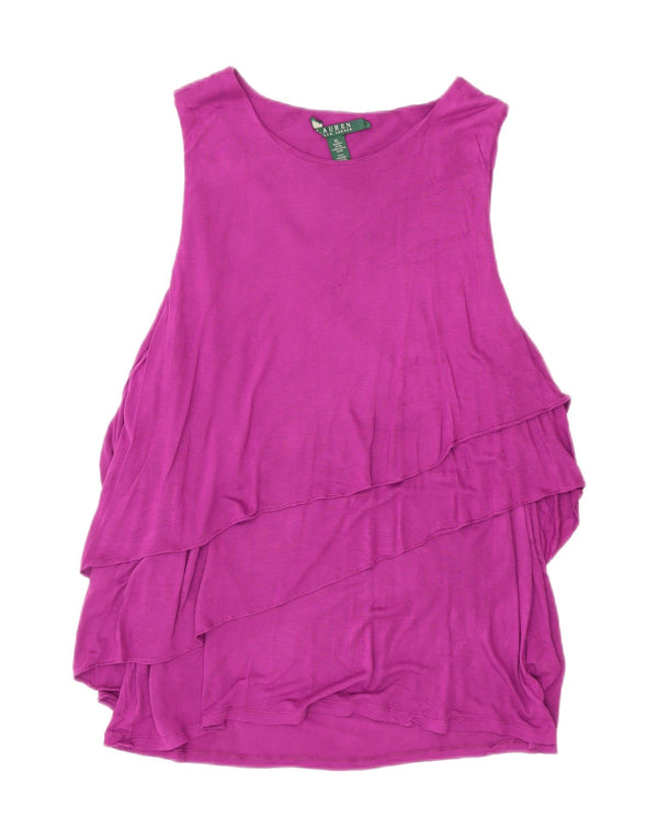 Blusa feminina sem mangas Ralph Lauren UK 18 XL viscose roxa