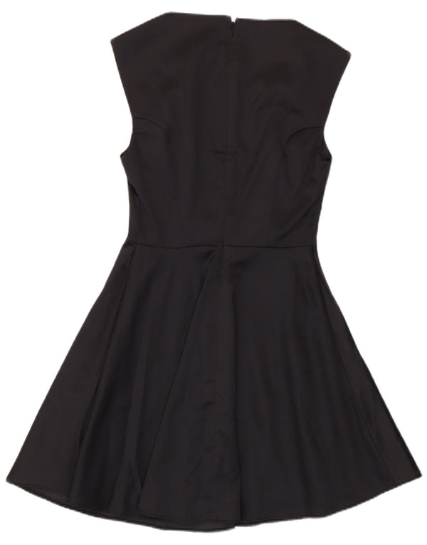 Vestido feminino French Connection sem mangas em linha A Reino Unido 8 pequeno poliéster preto