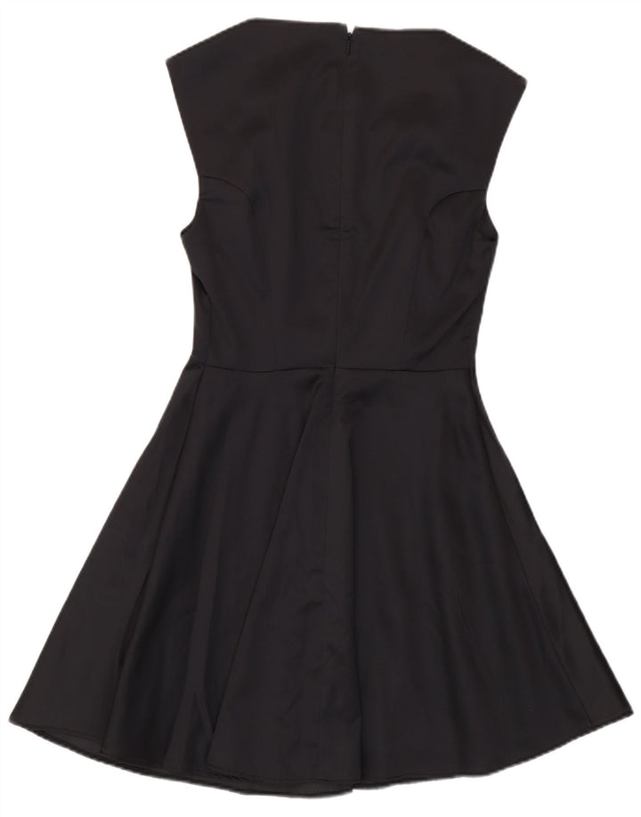 Vestido feminino French Connection sem mangas em linha A Reino Unido 8 pequeno poliéster preto