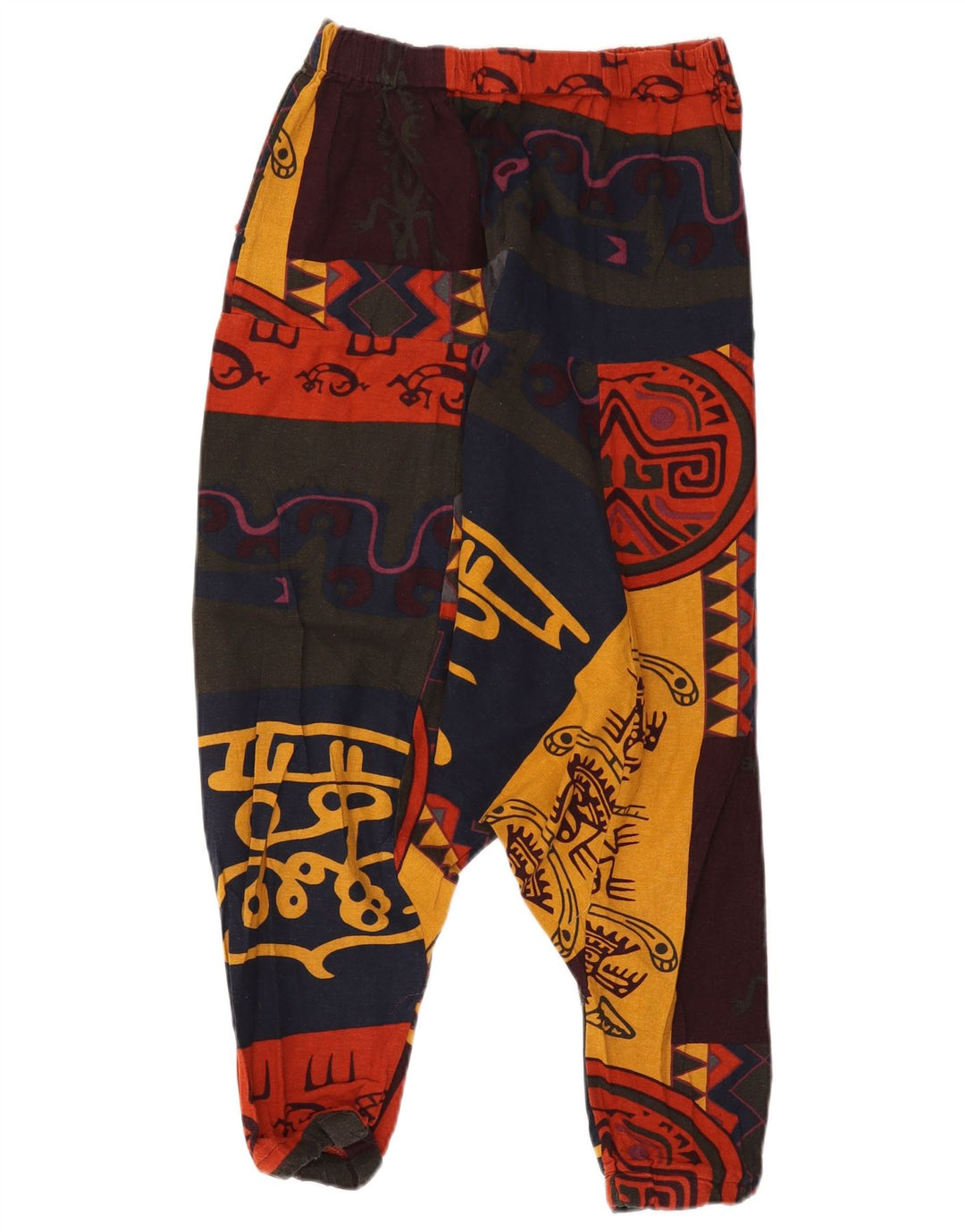 Calça Harém Feminina Vintage Grande W32 L19 Patchwork Multicolorido