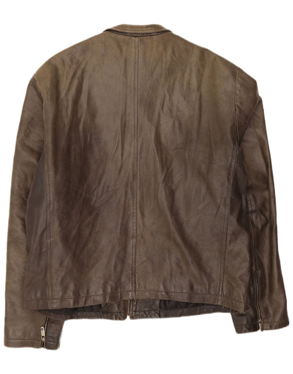 Jaqueta de couro masculina Planet IT 54 2XL verde