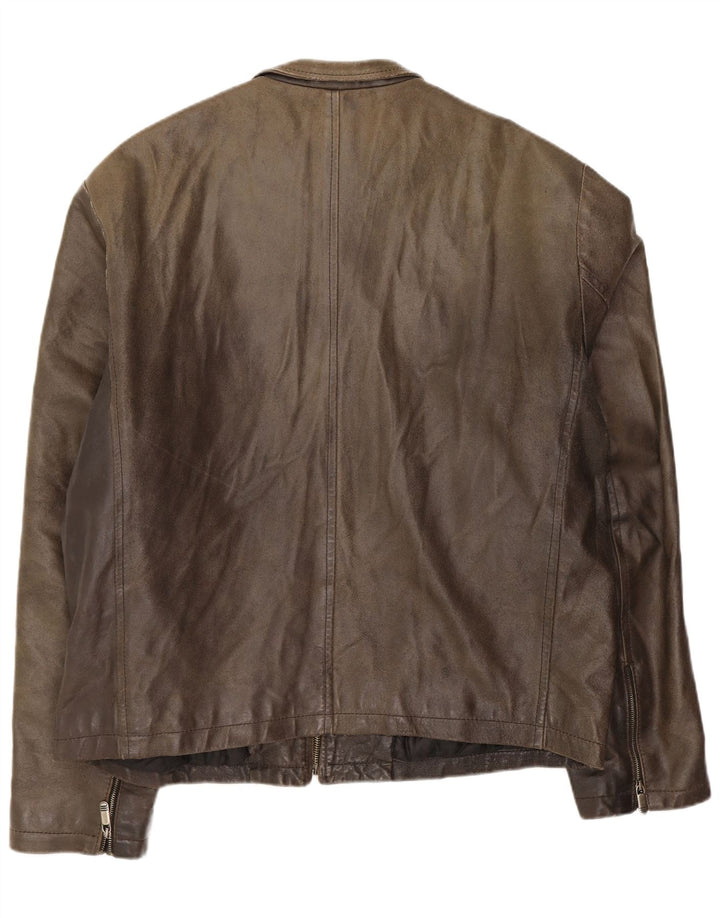 Jaqueta de couro masculina Planet IT 54 2XL verde