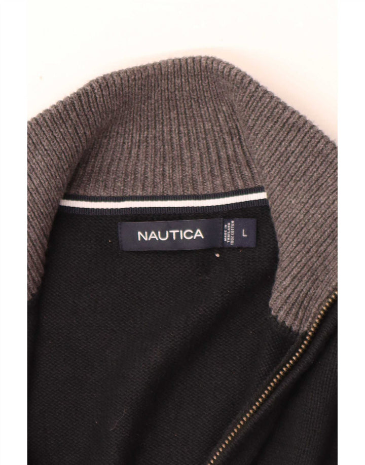 Suéter cardigã masculino Nautica grande algodão azul marinho