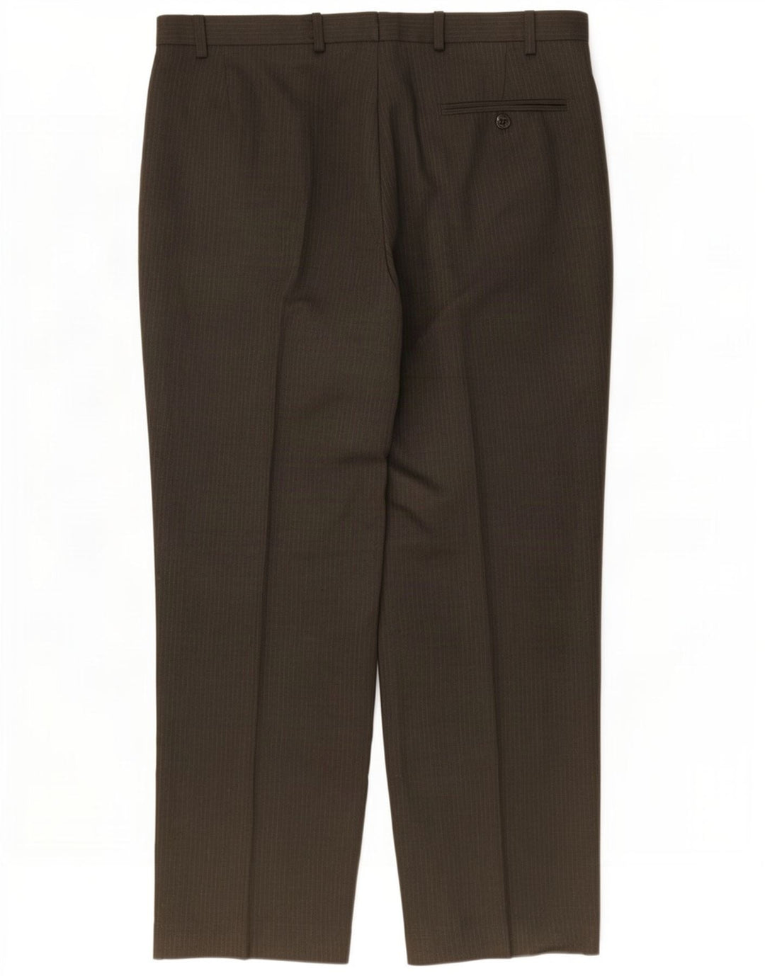 Calça masculina Marks & Spencer com estampa de terno W36 L29 poliéster listrado marrom