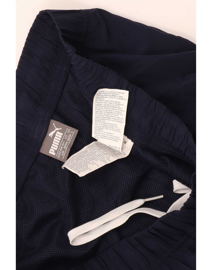 Calça de treino masculina Puma Joggers grande poliéster azul marinho
