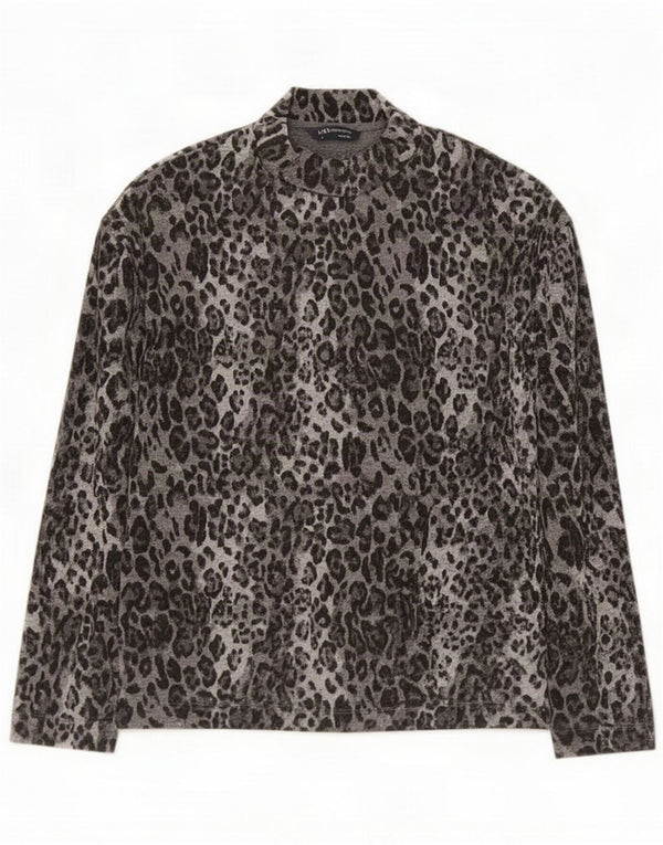Top feminino Marks & Spencer de manga comprida UK 8 pequeno cinza com estampa animal