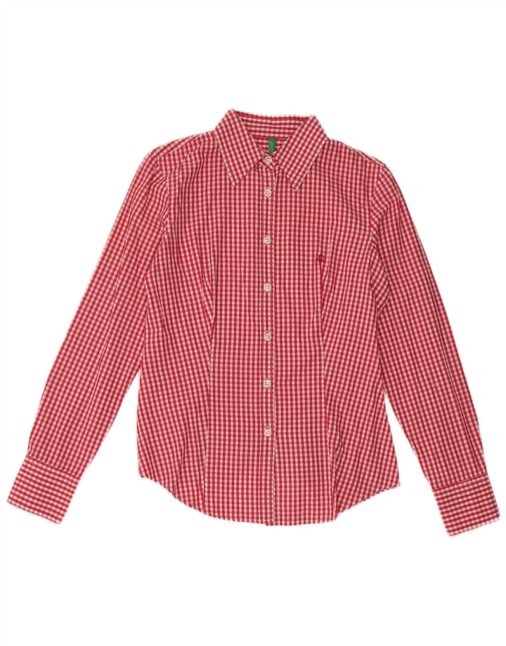 Camisa feminina Benetton UK 12 médio vermelho guingão