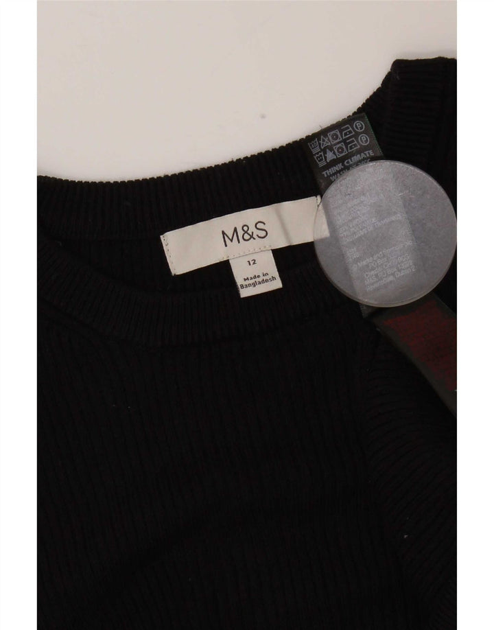 Top feminino Marks & Spencer de manga comprida UK 12 viscose preta média