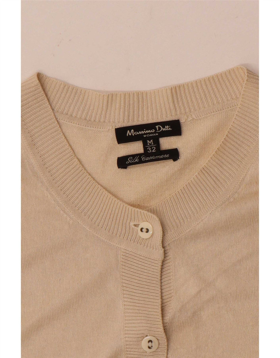 Suéter cardigã feminino Massimo Dutti Reino Unido 12 seda bege médio
