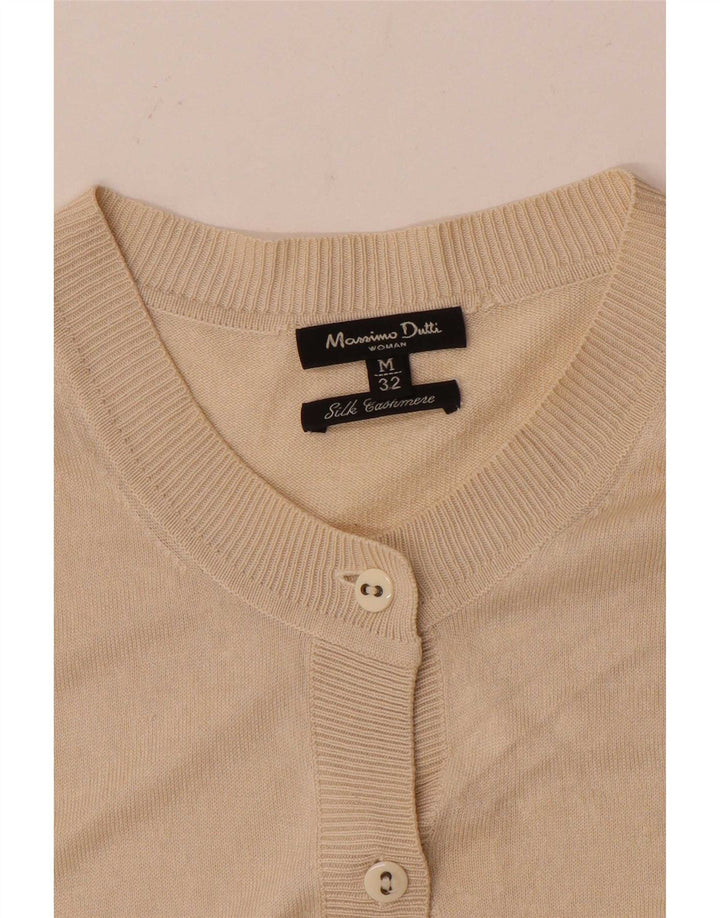 Suéter cardigã feminino Massimo Dutti Reino Unido 12 seda bege médio