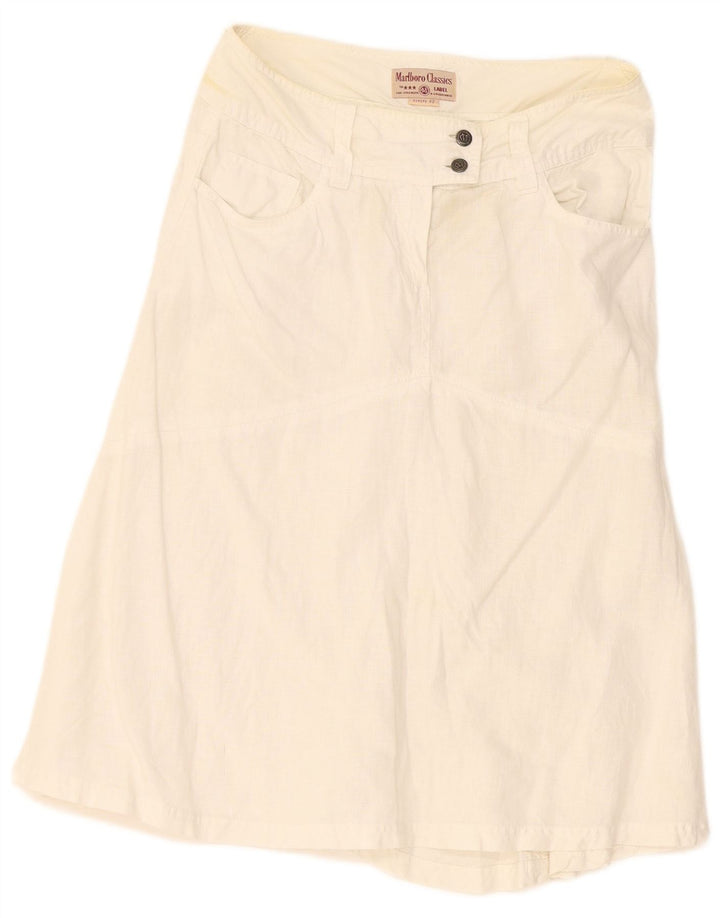 Saia evasê feminina Marlboro Classics EU 42 grande W30 linho branco