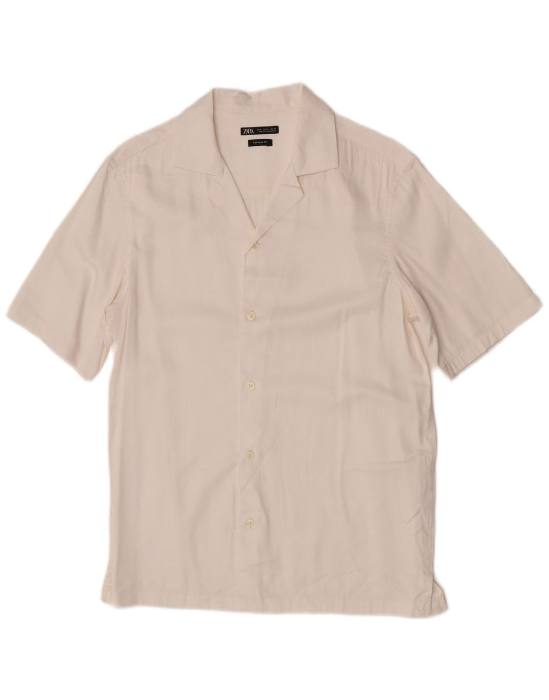 Zara Camisa masculina de manga curta pequena viscose branca