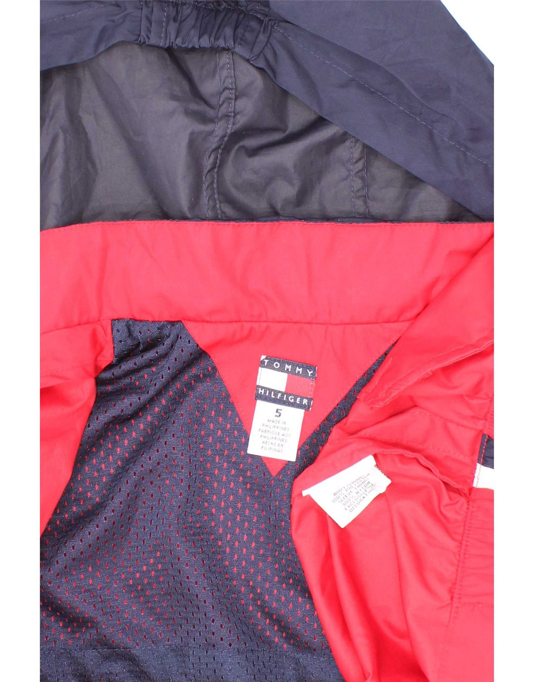 Tommy Hilfiger Jaqueta bomber masculina com capuz 4-5 anos vermelho colorblock