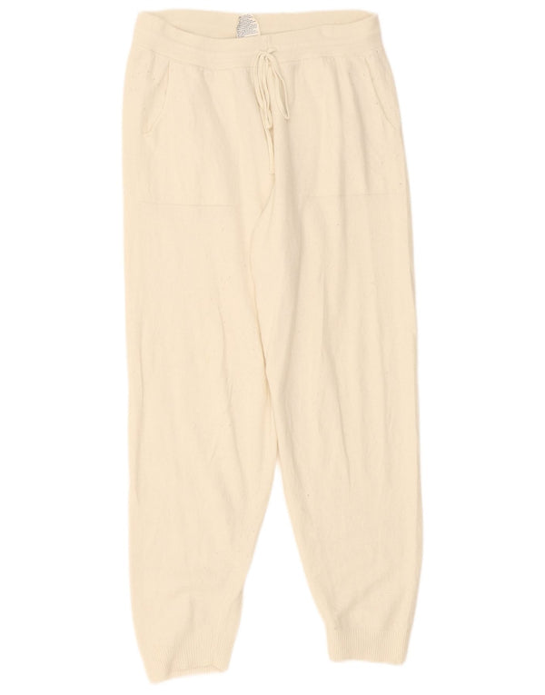 Calça de treino feminina Benetton Joggers UK 14 grande off white poliamida