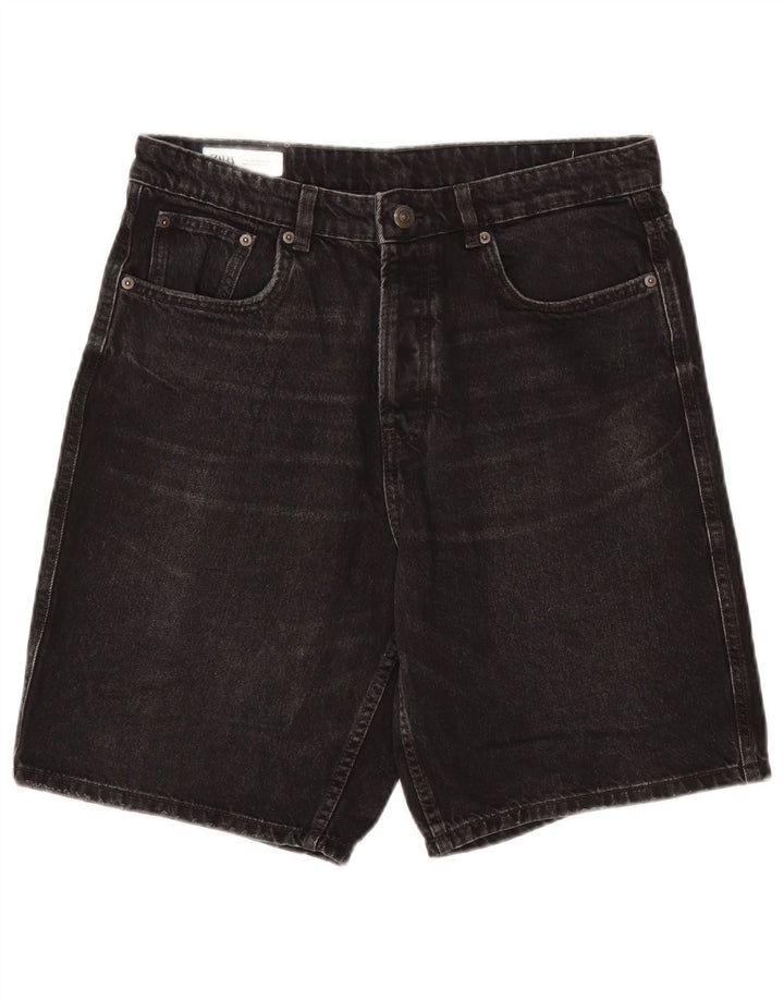 Shorts jeans masculino Zara EU 42 grande W32 algodão cinza