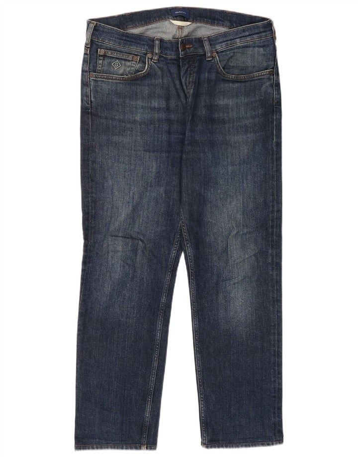 Gant Mens Straight Jeans W32 L30 Azul Algodão