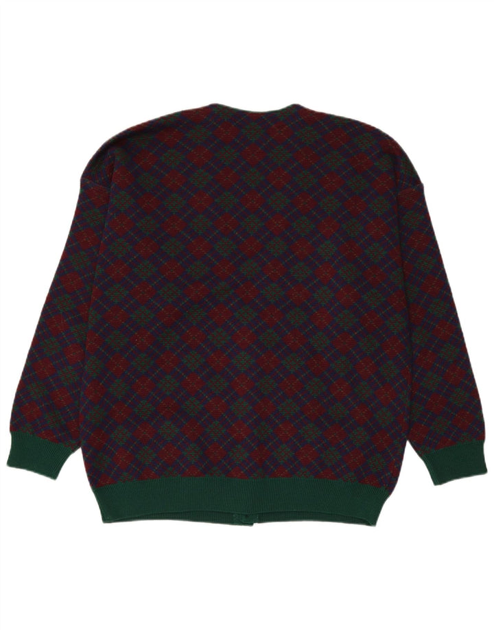 Suéter cardigã masculino Stefanel médio azul marinho Fair Isle