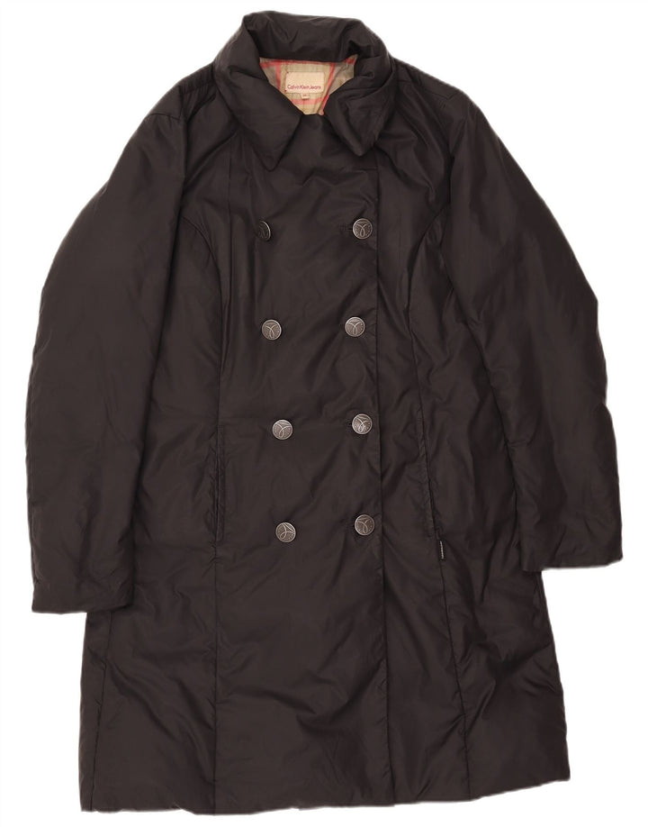 Casaco acolchoado com peito duplo feminino Calvin Klein Jeans Reino Unido 14 médio preto