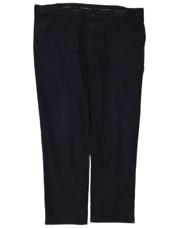 Calça chino reta masculina Marks & Spencer W42 L31 algodão azul marinho