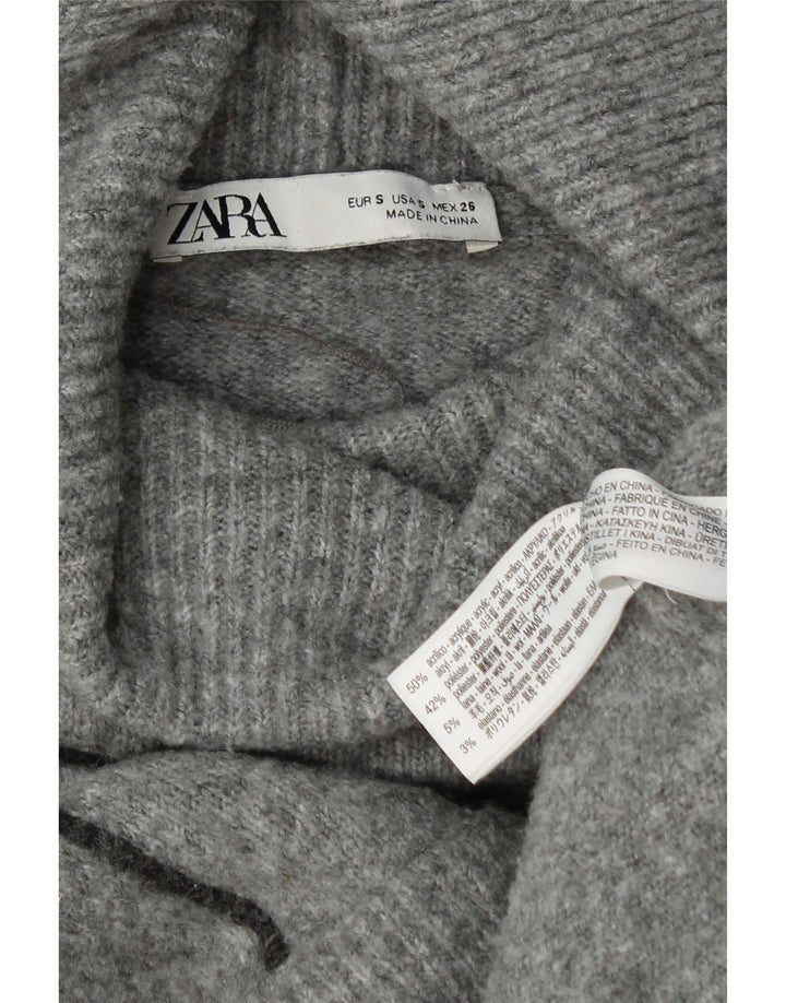 Zara Suéter feminino oversized com gola redonda Reino Unido 10 pequeno cinza acrílico