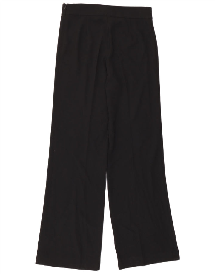 Zara Calça feminina casual de perna larga médio W30 L33 poliéster preto