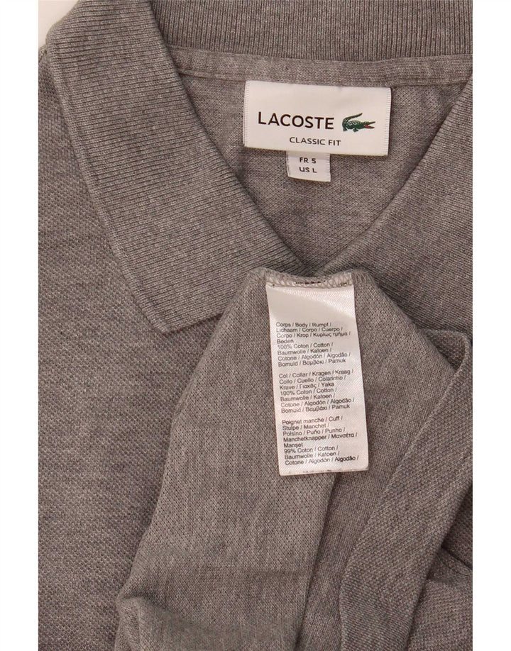 Camisa polo masculina Lacoste Classic Fit tamanho 7 grande algodão cinza