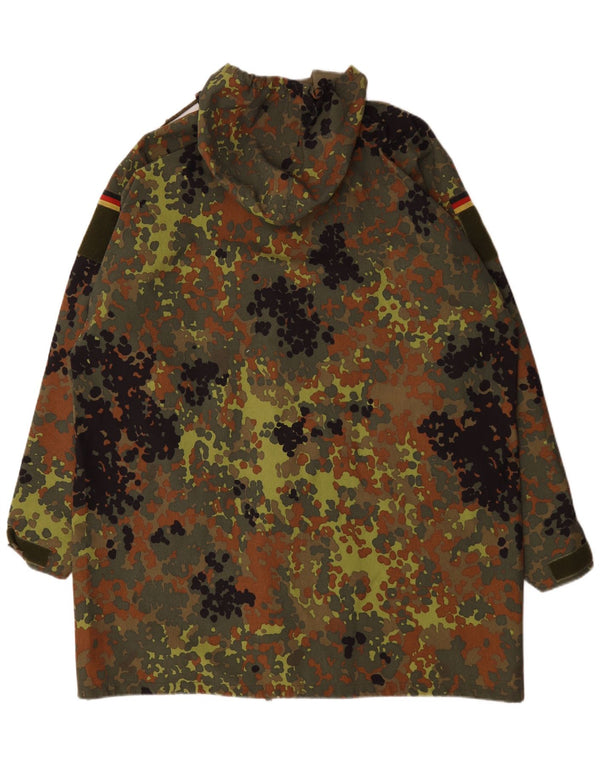 Jaqueta Parka masculina vintage com capuz UK 44 2XL camuflagem cáqui