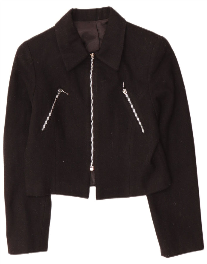 Jaqueta blazer feminina vintage IT 42 lã preta média