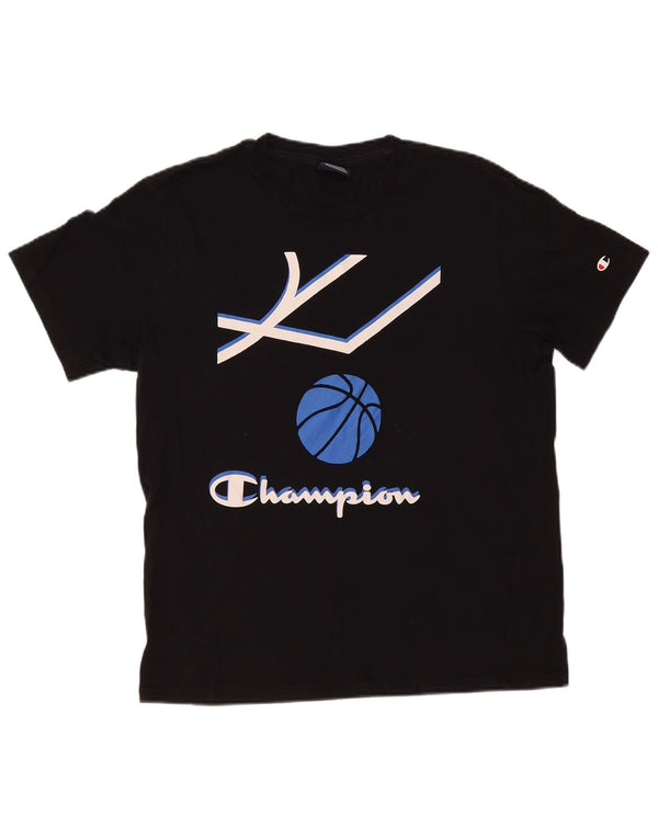Camiseta masculina gráfica Champion Top médio preto