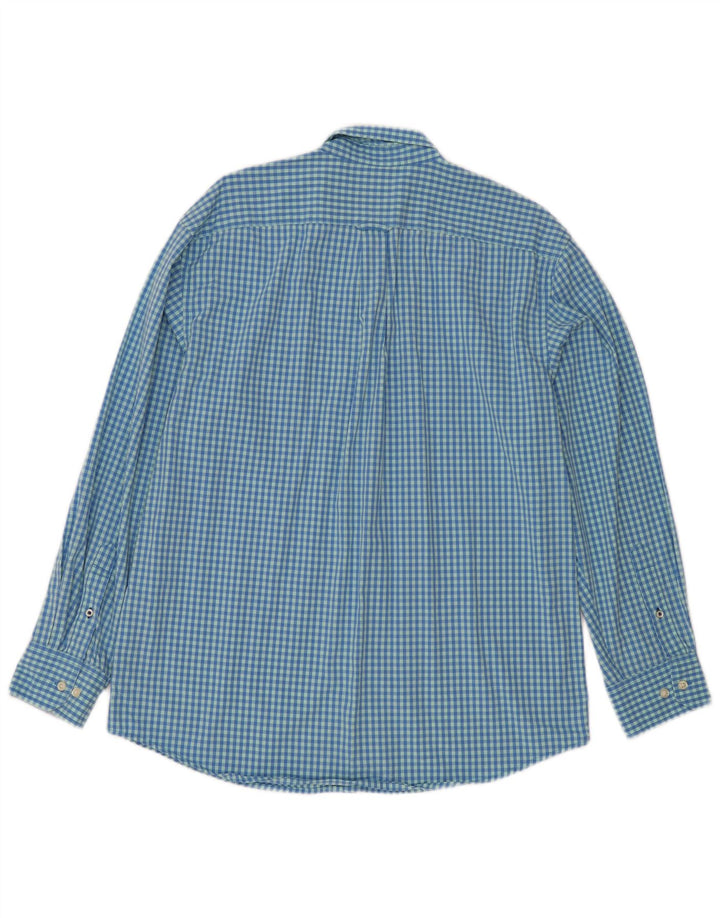 Camisa masculina Izod grande algodão guingão azul