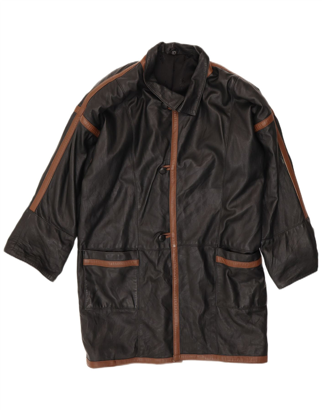 Casaco de couro masculino VINTAGE UK 40 grande bloco colorido preto