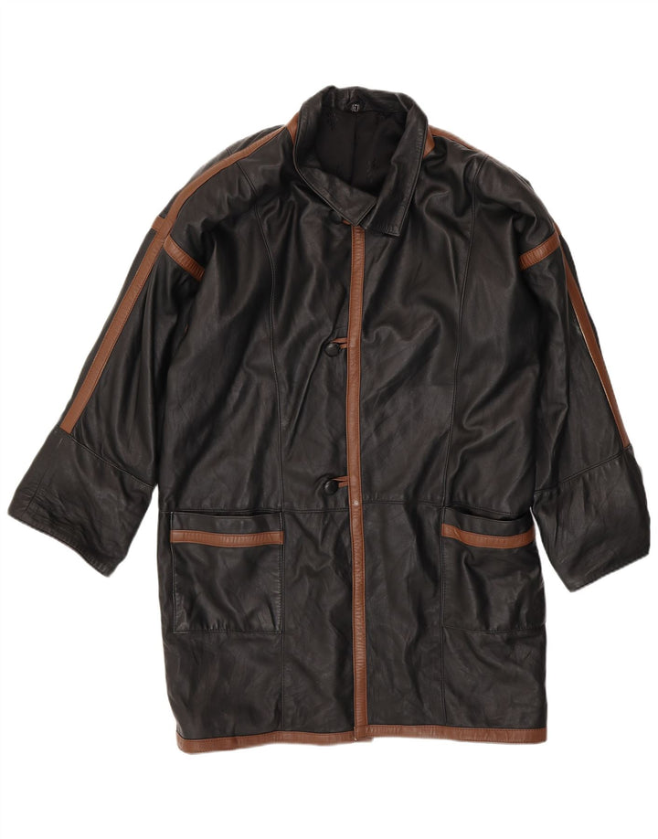 Casaco de couro masculino VINTAGE UK 40 grande bloco colorido preto