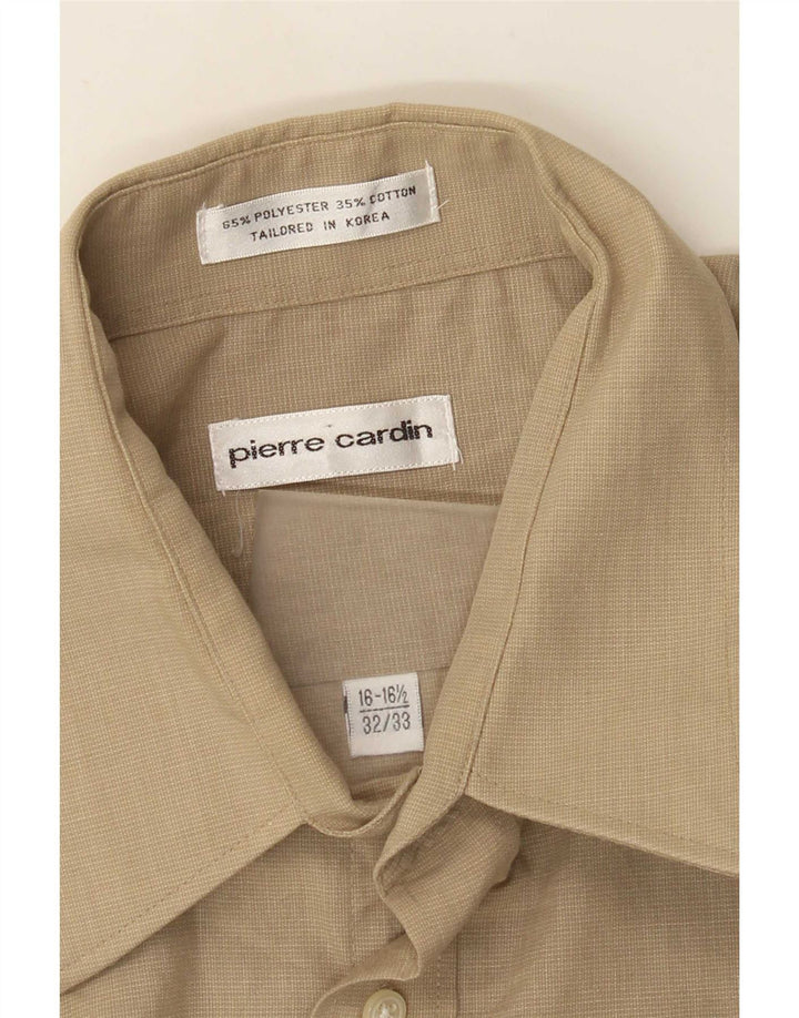 Camisa masculina Pierre Cardin tamanho 16 1/2 grande poliéster marrom