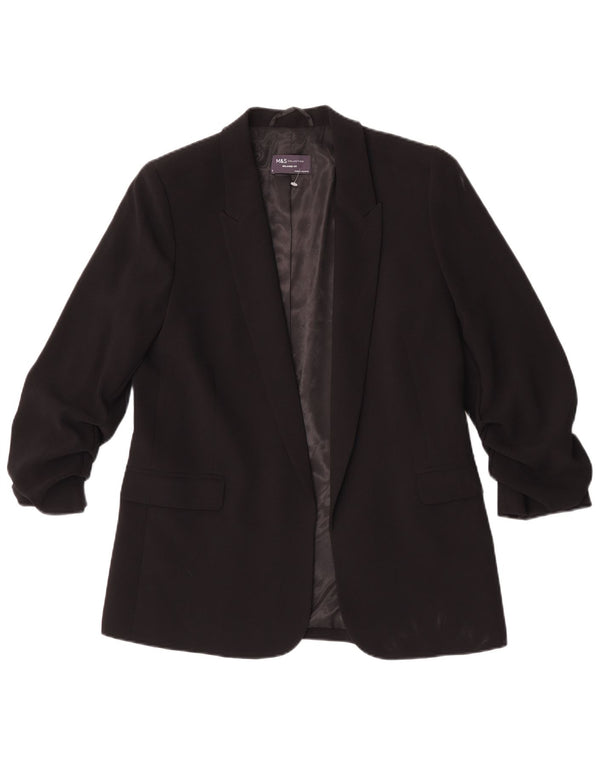 Jaqueta blazer feminina de manga 3/4 da Marks & Spencer Reino Unido 10 pequena preta